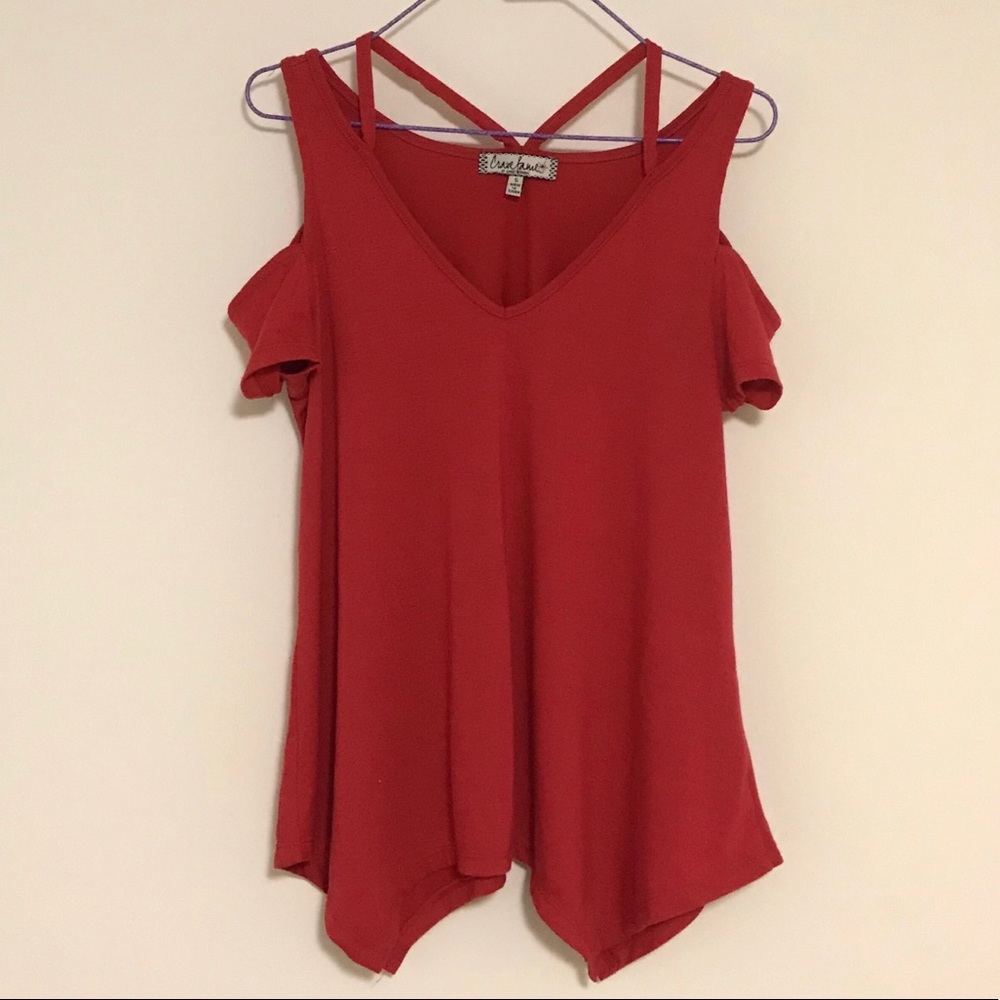 Red Cold Shoulder Top